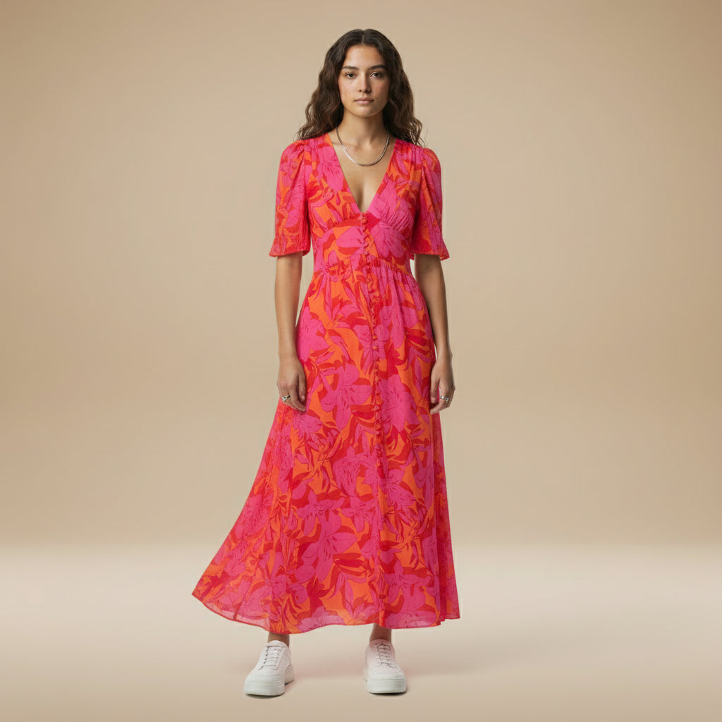 DERANA™ - RED PINK MAXI DRESS